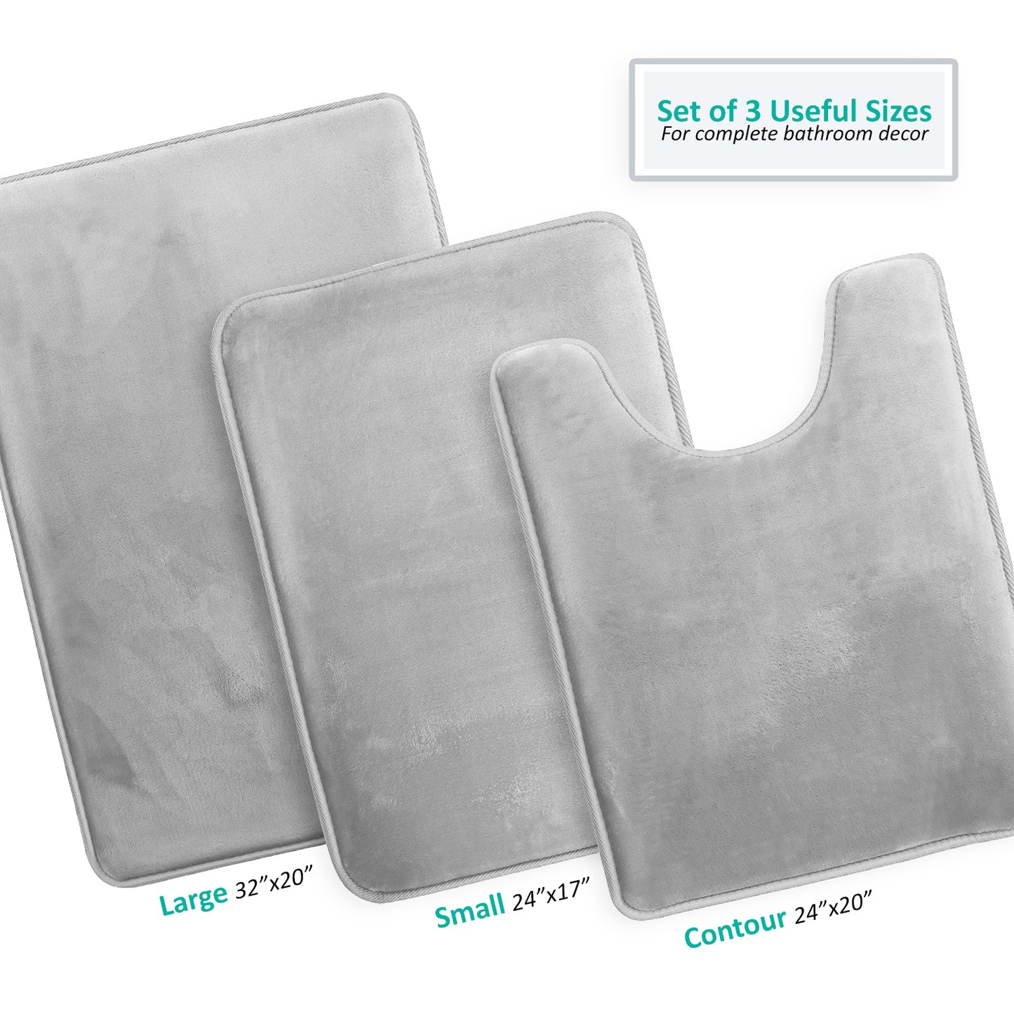 Clara Clark Memory Foam Bath Mat - 3 Pack