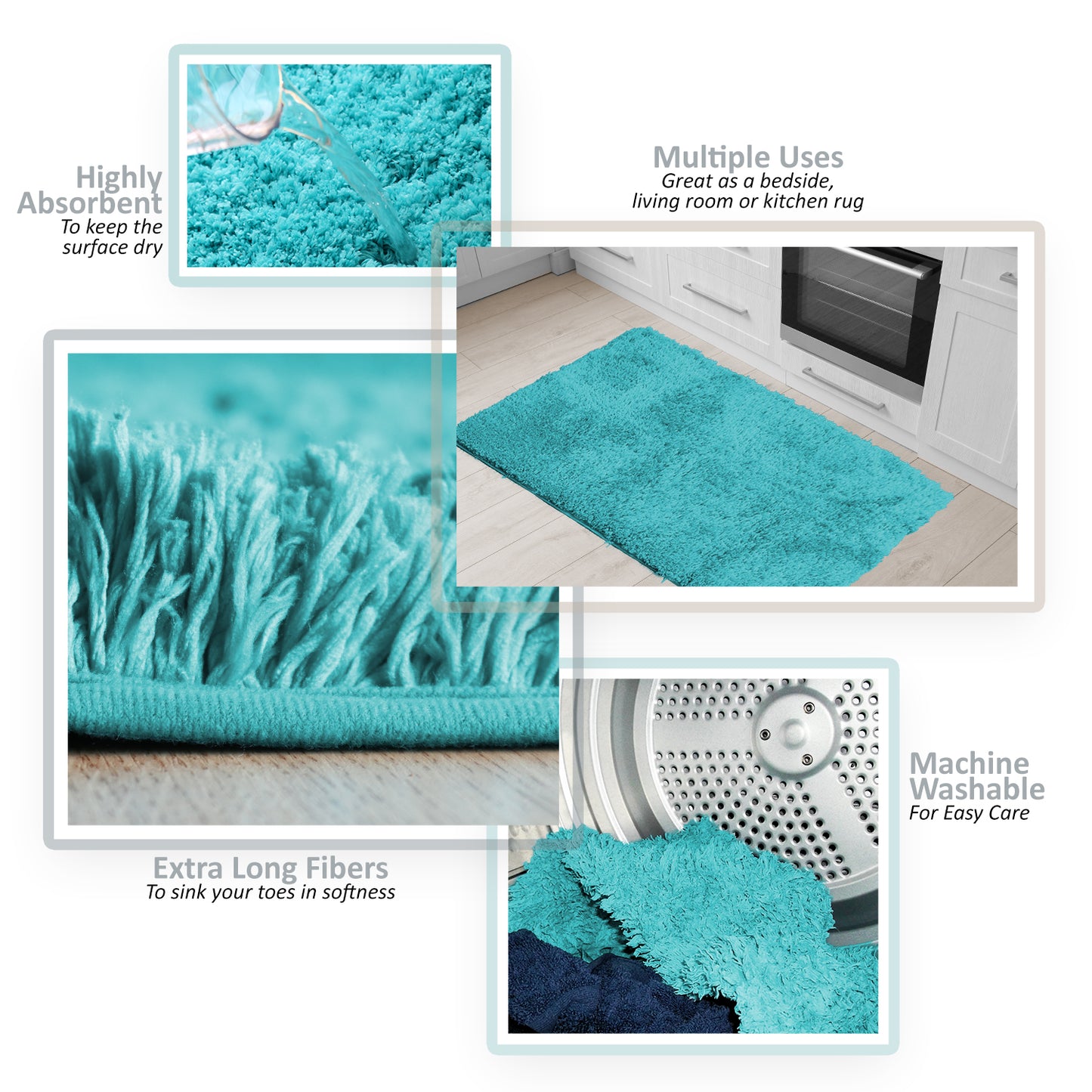 Clara Clark Non Slip Shaggy Bath Rugs - Small Medium, and Large Bath Rugs, Bath Mats In Various Colors and Sizes!