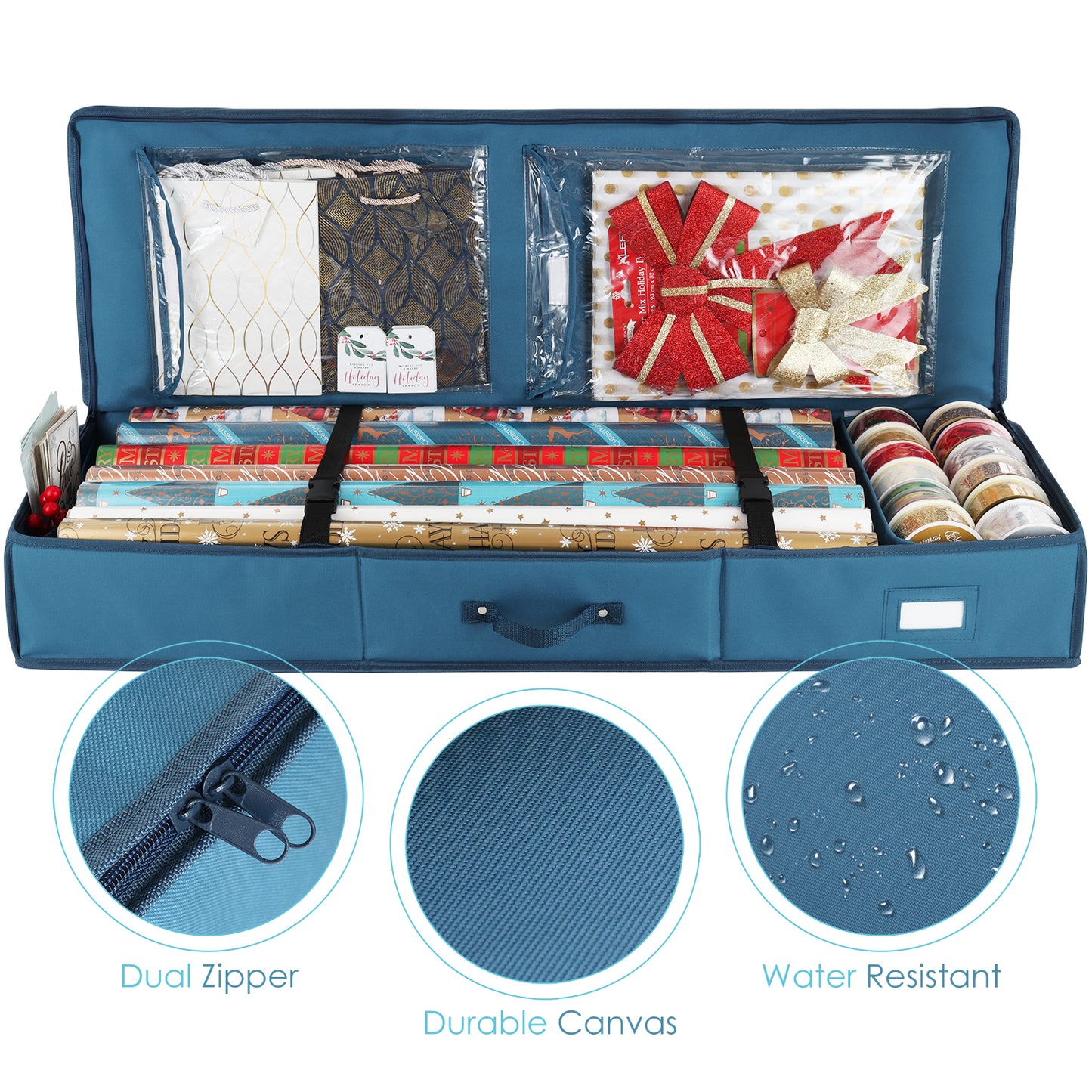 Hearth & Harbor Premium Christmas Gift Wrap Storage Organizer Box For Holiday Accessories