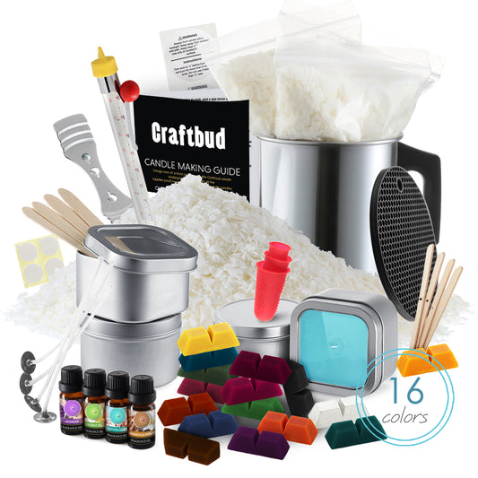 CraftBud Candle Making Kit - 58 Pieces Soy Candle Making Kit - Complete Candle Maker Kit - Best Candle Maker Kit for Adults and Beginners - Candle Kit with 16 Colors