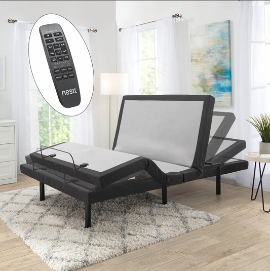 Nestl Adjustable Bed Frame, Adjustable Massage Bed Frame with Wireless Remote, Adjustable Bed Base Head & Foot Massage